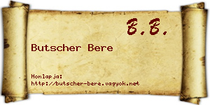 Butscher Bere névjegykártya